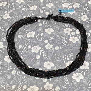 black bead necklace 10 strands NEW